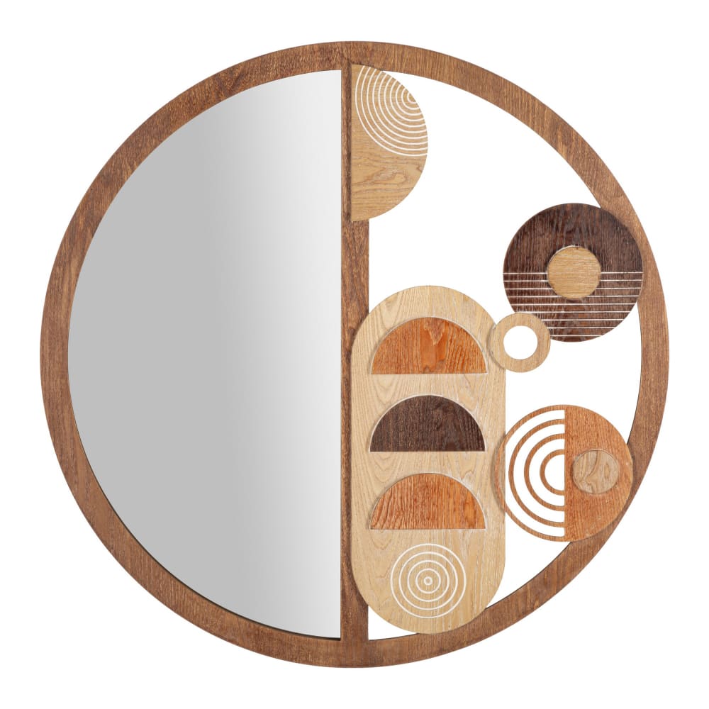 Miroir mural en bois brun Ø 80x3 cm