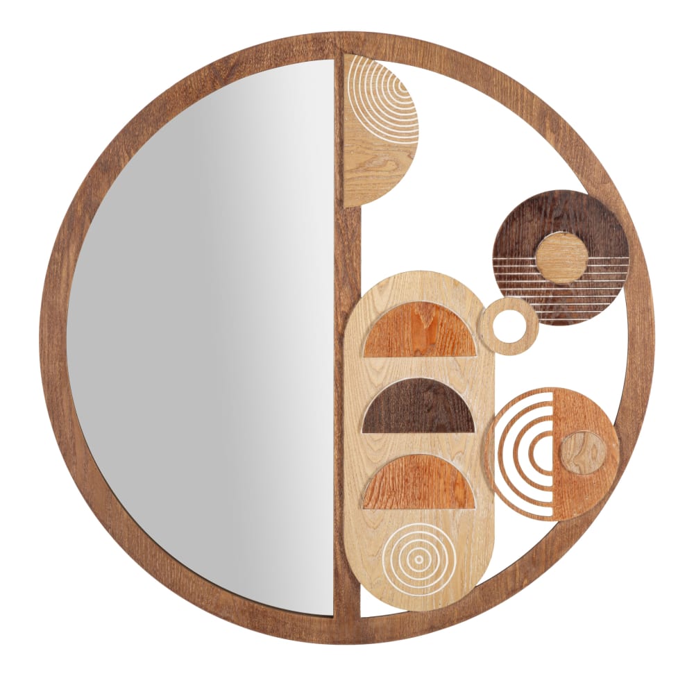Brauner Holzwandspiegel Ø 80x3 cm - Maisons Du Monde