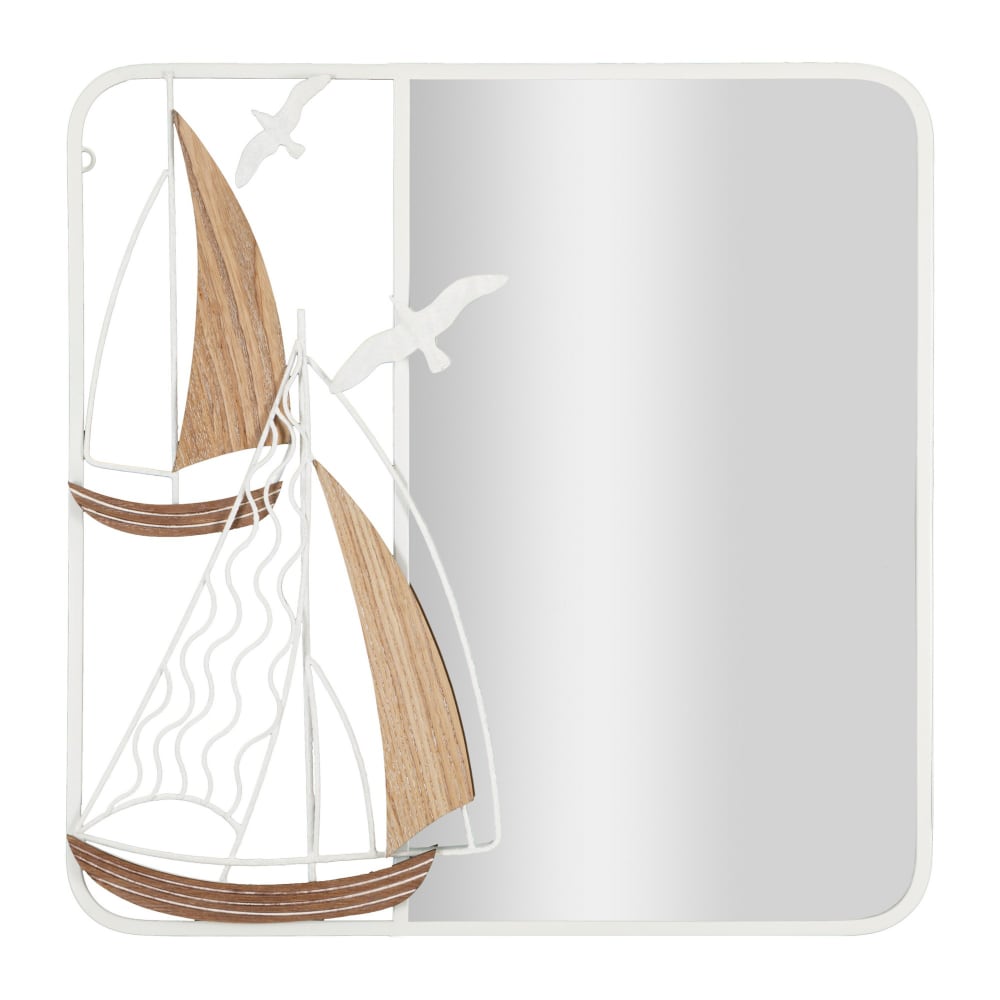 Miroir mural en métal blanc 60x4,4x60 cm