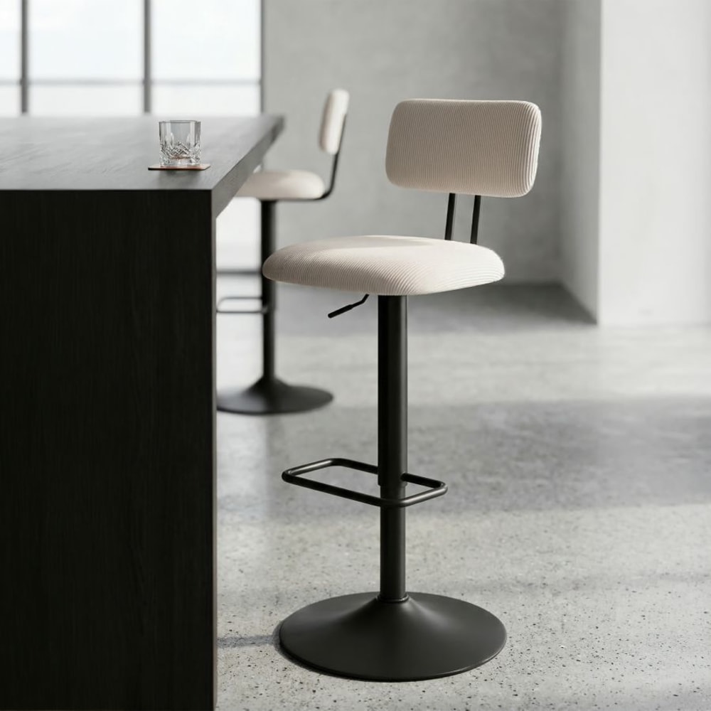 Mauro Ferretti Set aus 2 weißen Barhockern mit Stoffbezug, 41 x 47,5 x 85 cm style modern - Stoff