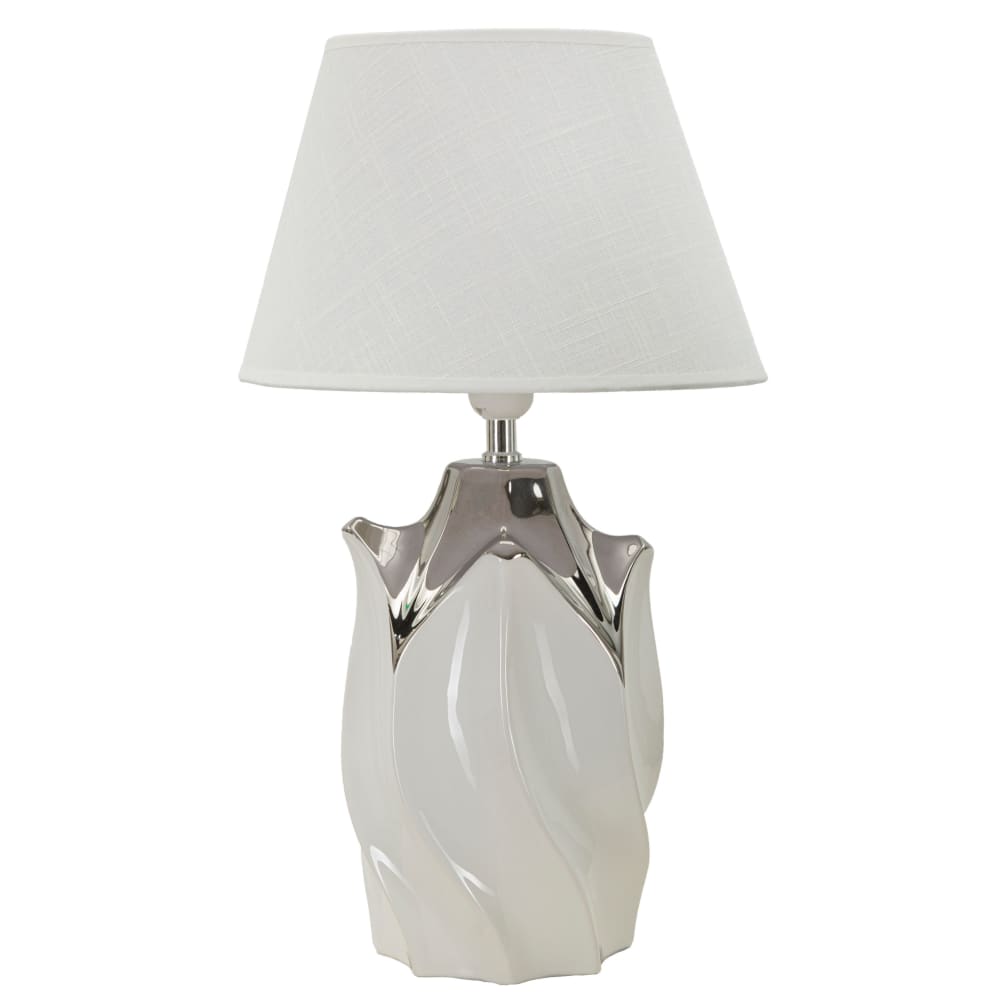 Lampe de table en céramique blanche et argentée ø 30x51 cm