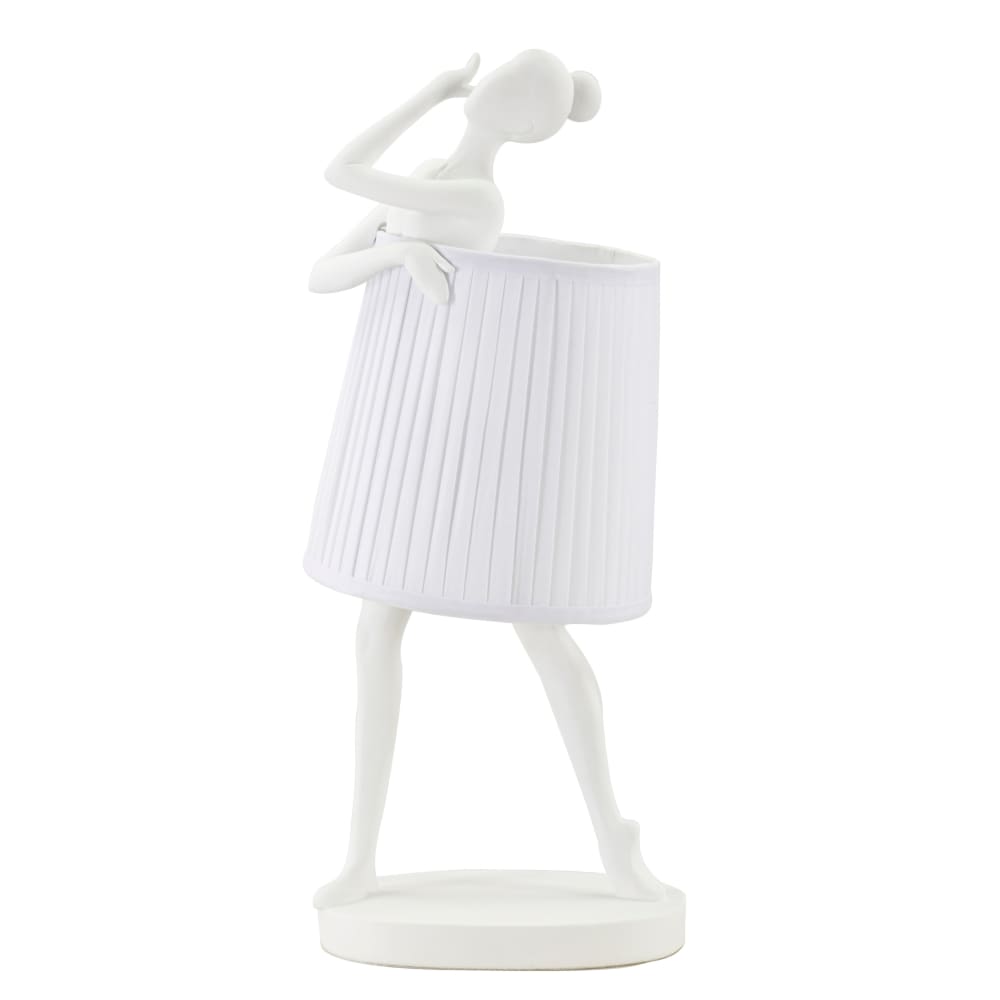 Lampe de table Ballerina en résine blanche, 29x25x62,5 cm