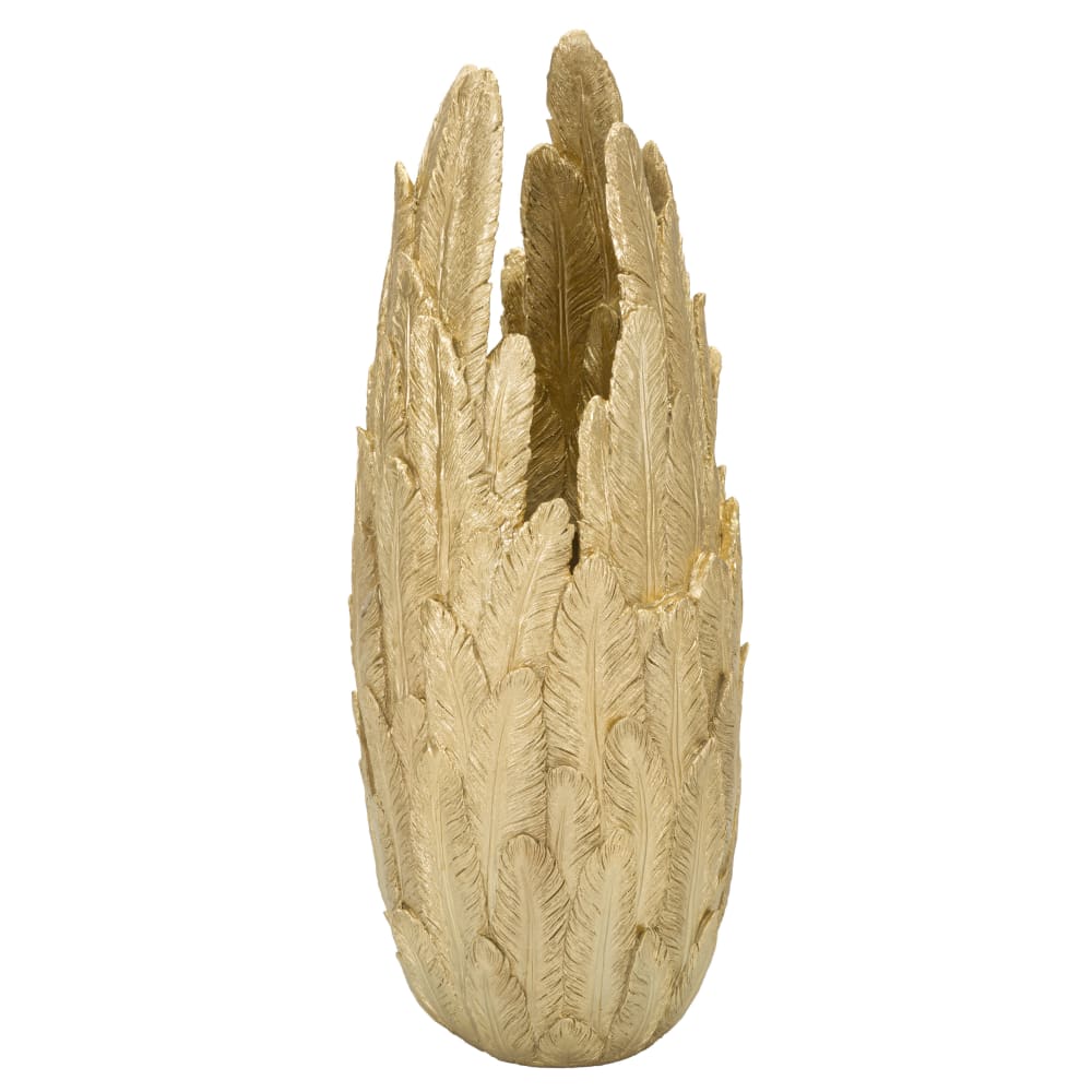 Vase en résine doré composé de plumes 32x34x80 cm