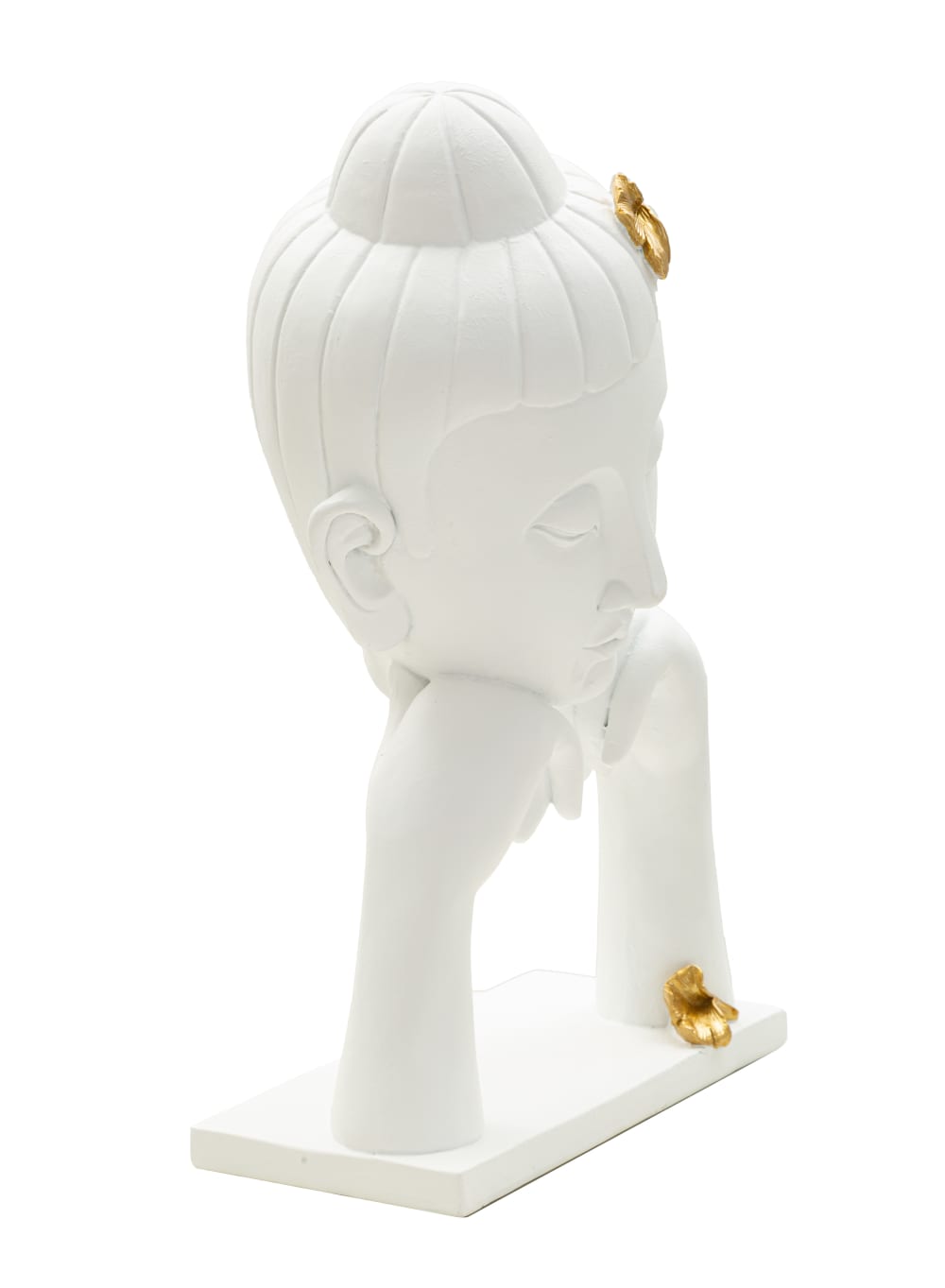 Tête de bouddha en résine blanche 21,5x13x36 cm — vue 4