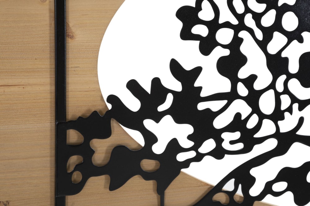 Ensemble de 3 déco murale en métal et bois noir 176x2x90 cm