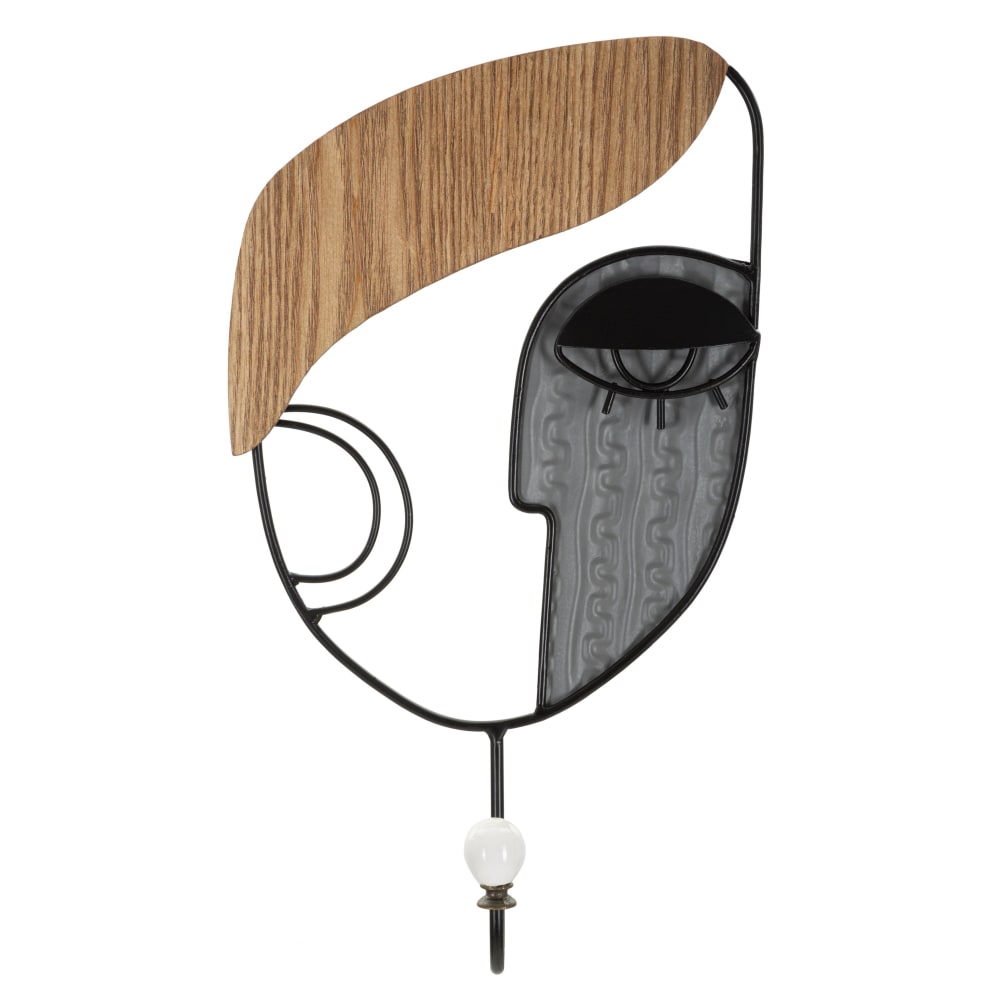 Cintre mural en métal et bois noir cm16x6x33 cm