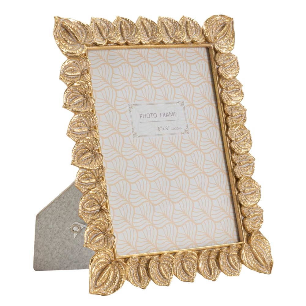 Cadre en résine dorée avec des fleurs 20,5x2x26 cm