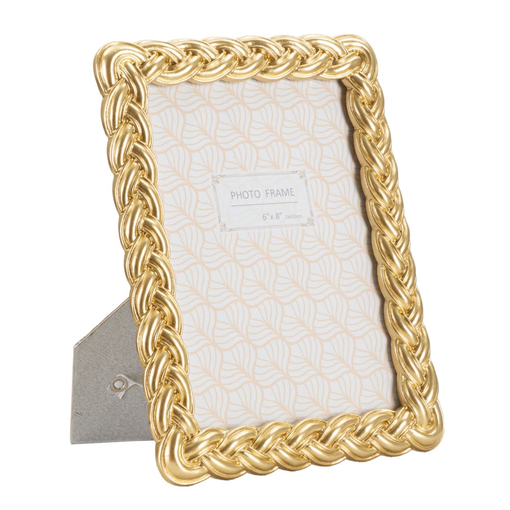 Cadre photo en résine tressée et dorée 19x2x24,5 cm