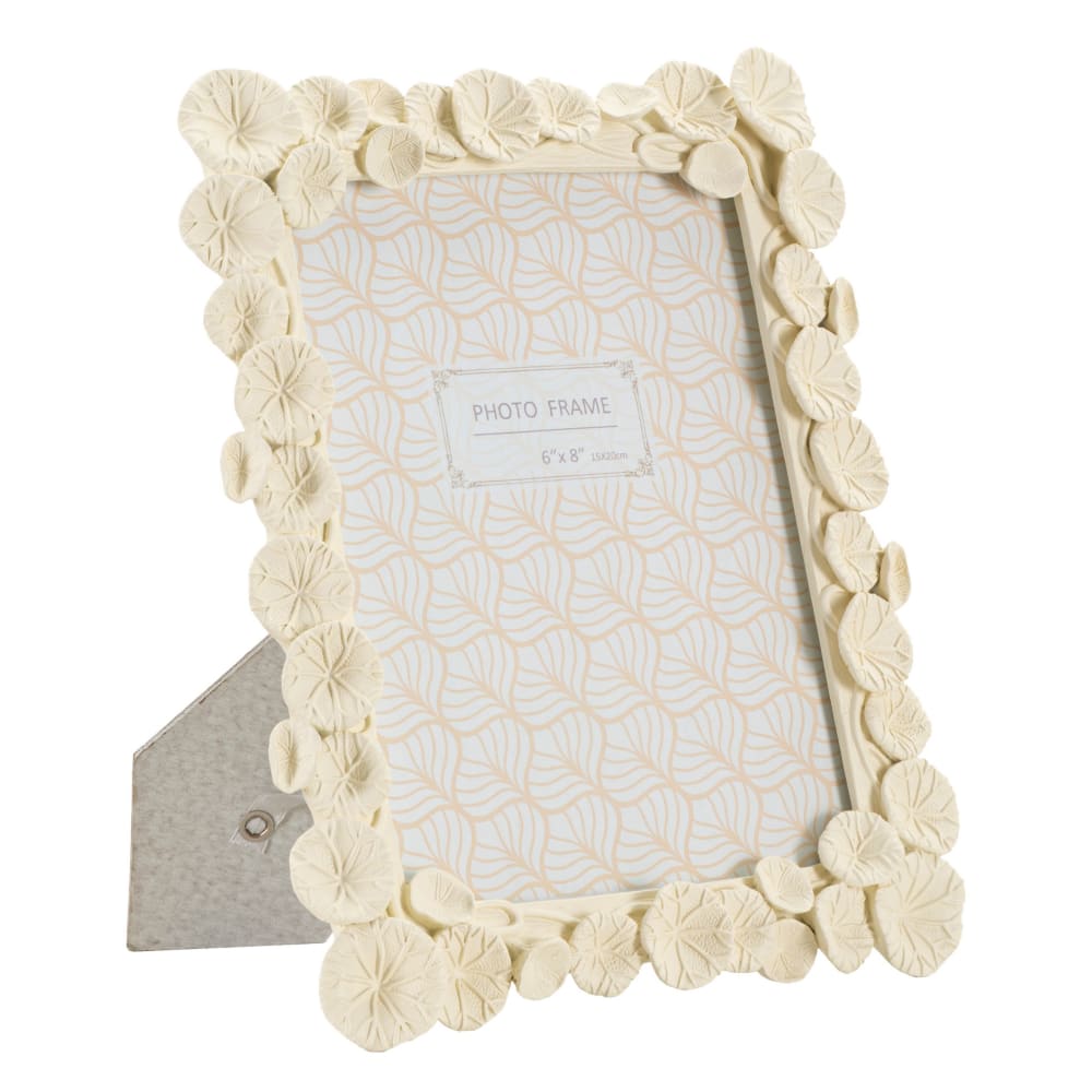 Cadre photo en résine beige avec des feuilles de lotus cm 20,8x2x25,9