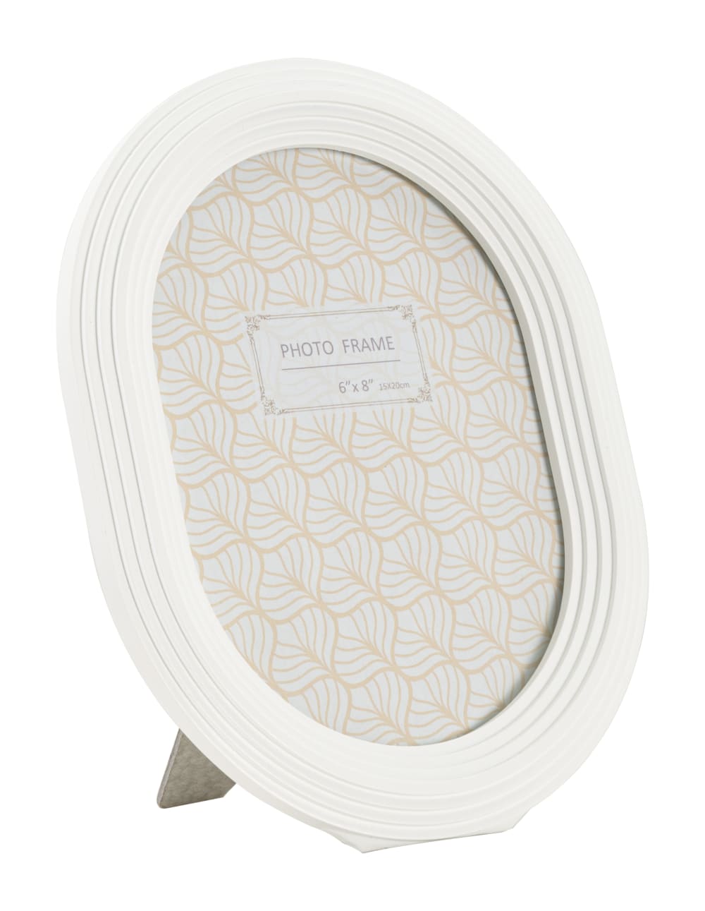 Cadre photo ovale en résine blanche 20x2x25 cm