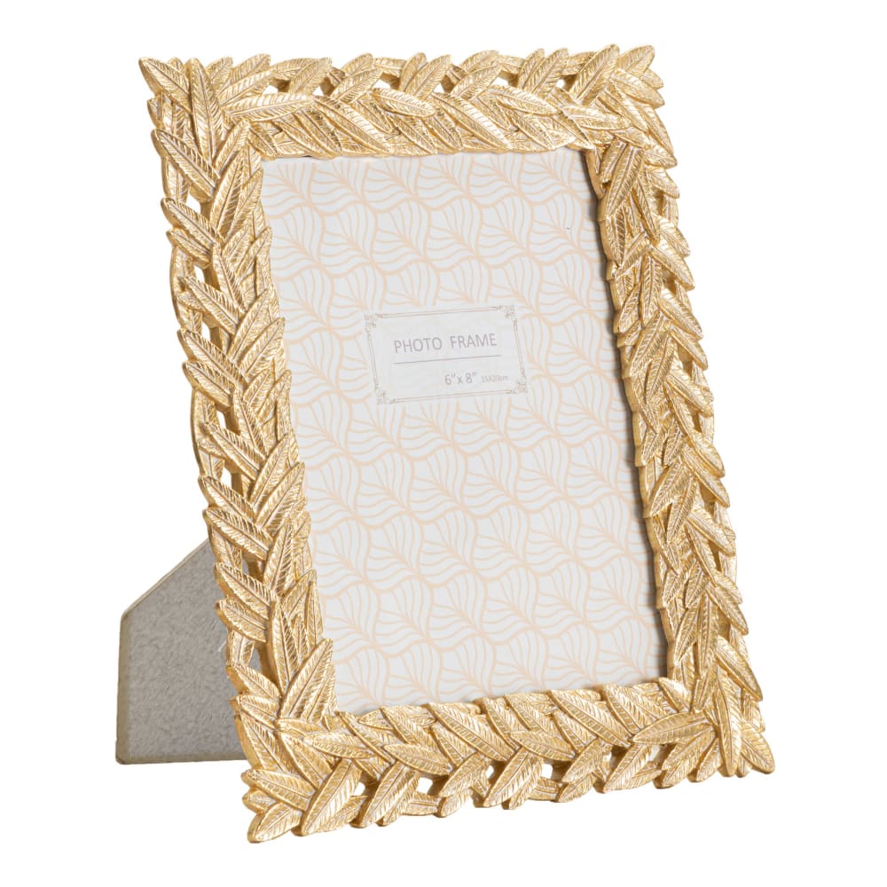 Cadre en résine dorée avec des feuilles 21,8x1,8x27 cm