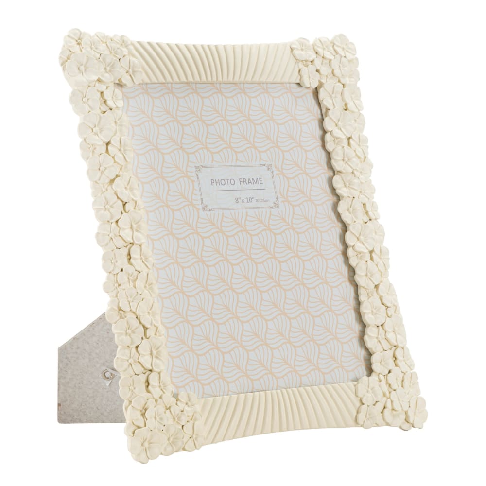 Cadre photo en résine beige avec fleurs et lignes cm 27,8x2x33