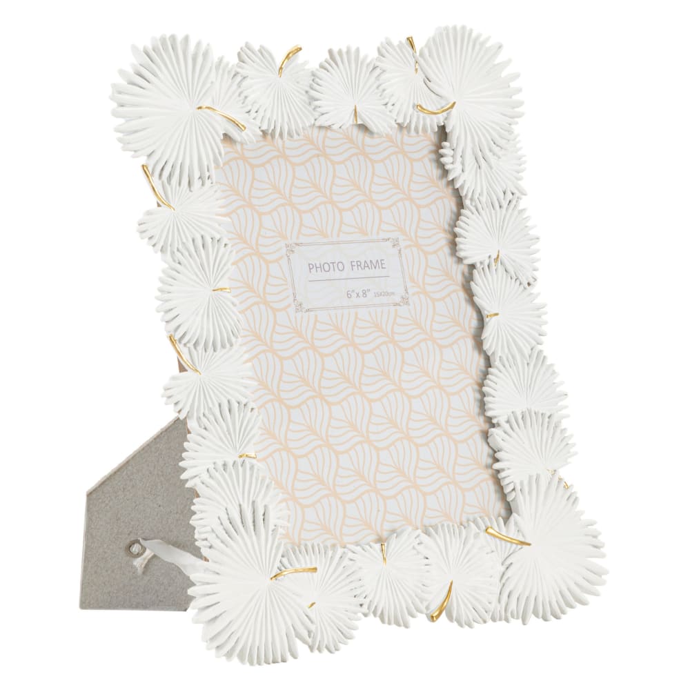 Cadre en résine blanche avec des feuilles 22,7x1,5x28 cm