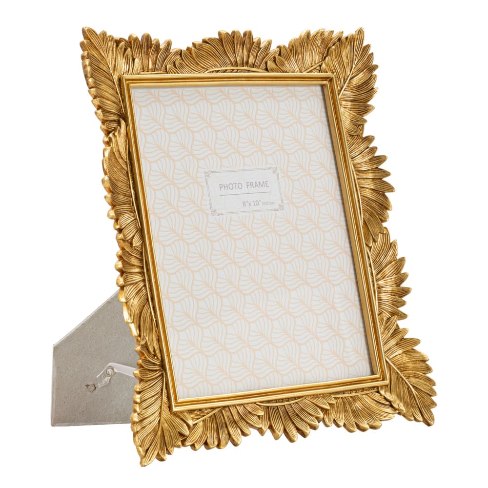 Cadre en résine dorée avec des feuilles 28,5x3x34 cm