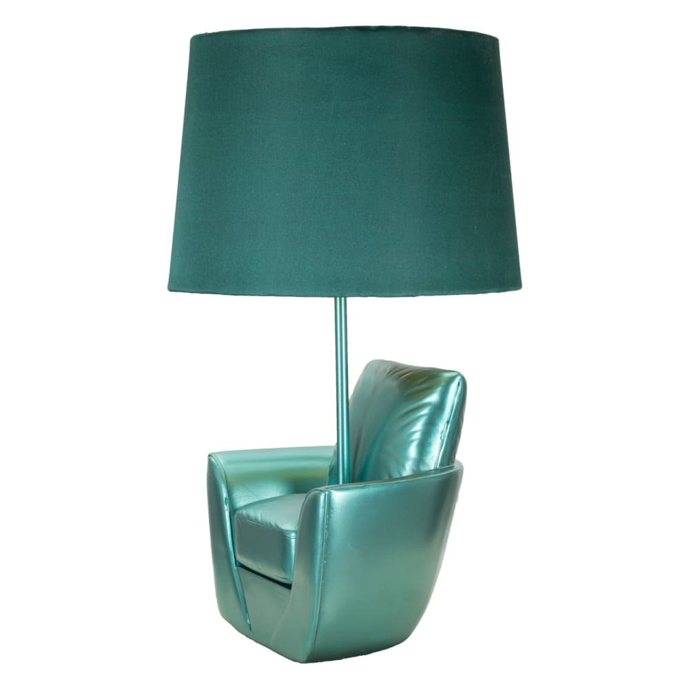 Lampe de table fauteuil en résine bleu Ø 26x43 cm — vue 3