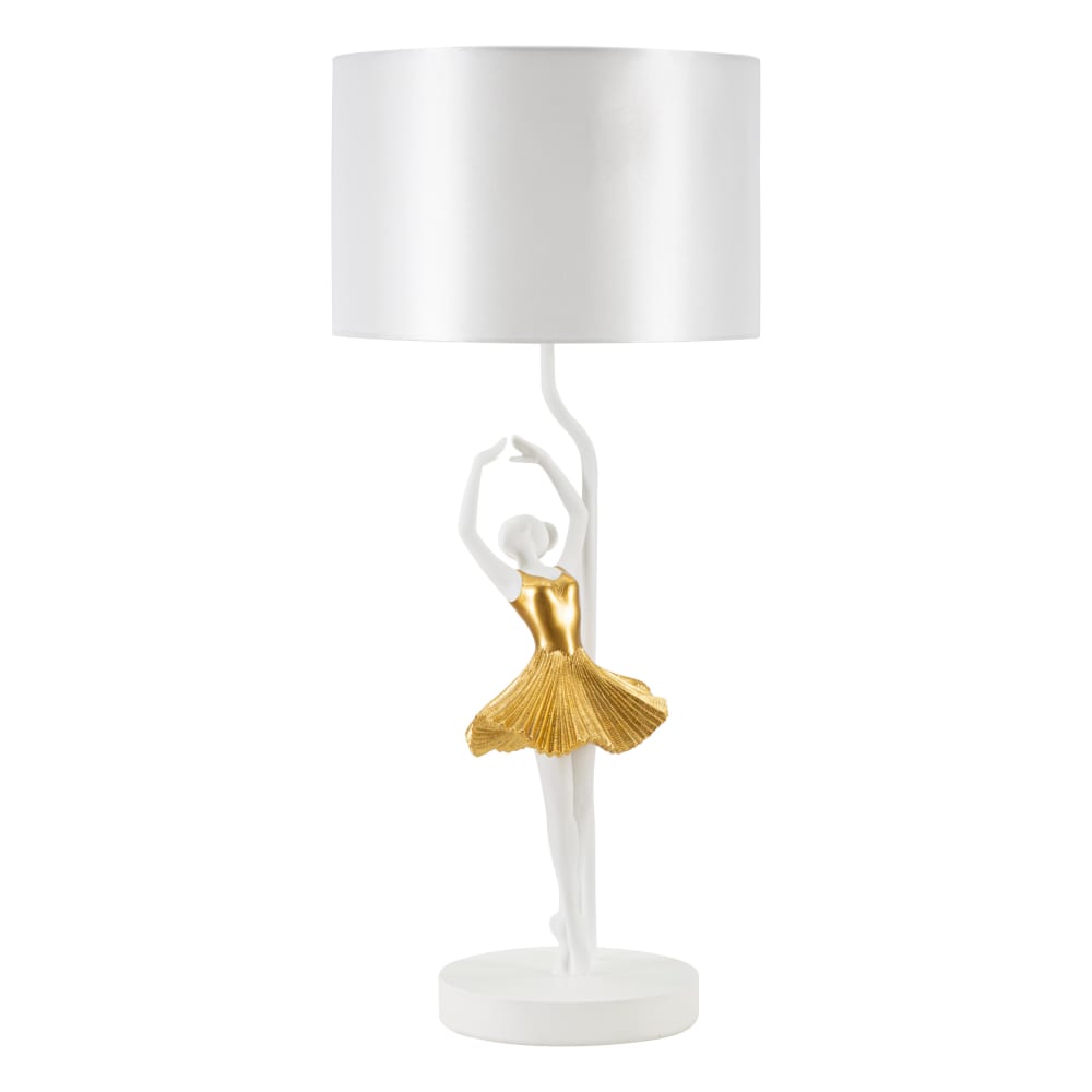 Lampe de table Ballerine en résine blanche et dorée Ø 28x64 cm