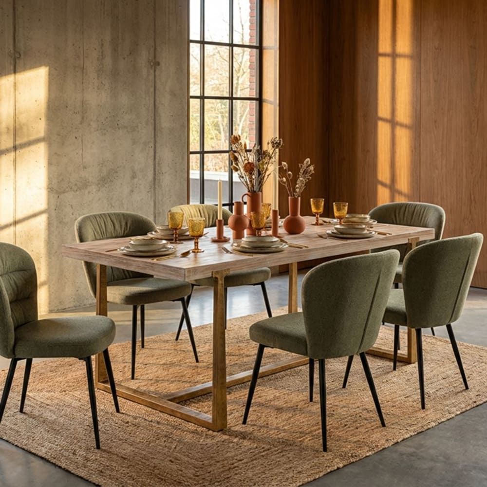 Mauro Ferretti Rechteckiger Esstisch aus Holz und braunem Metall, 180 x 90 x 78 cm style classic chic - Holz