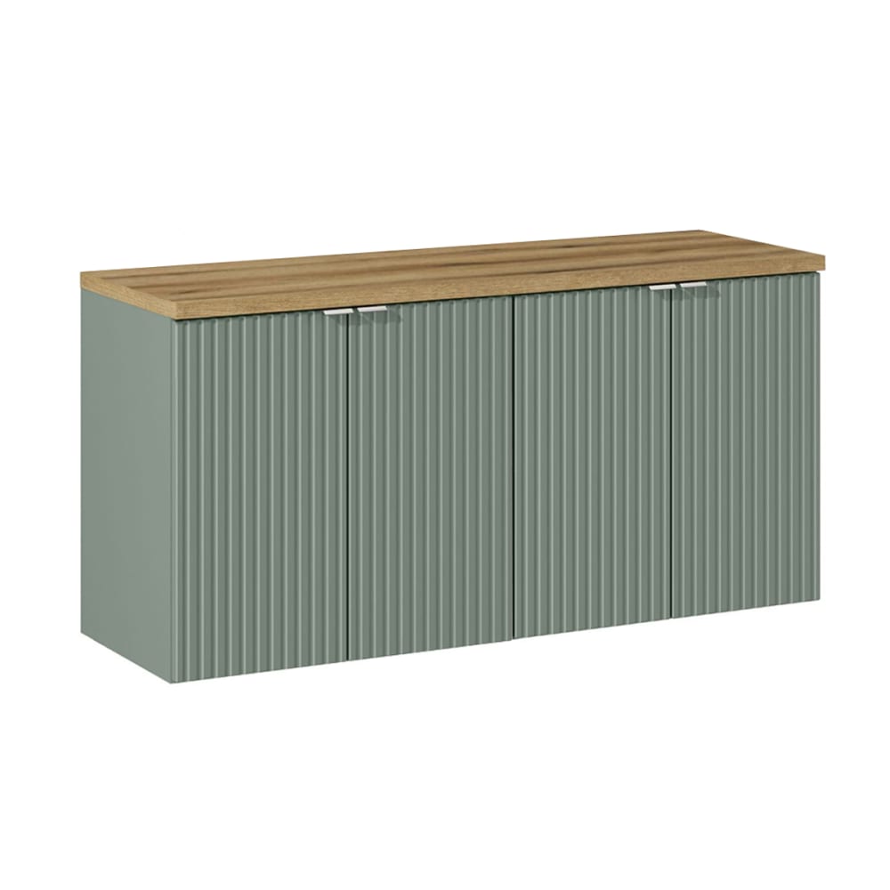 Petits meubles Waschtischunterschrank 120cm 4 Türen Melamin Grün und Holz Grün Spanplatte
