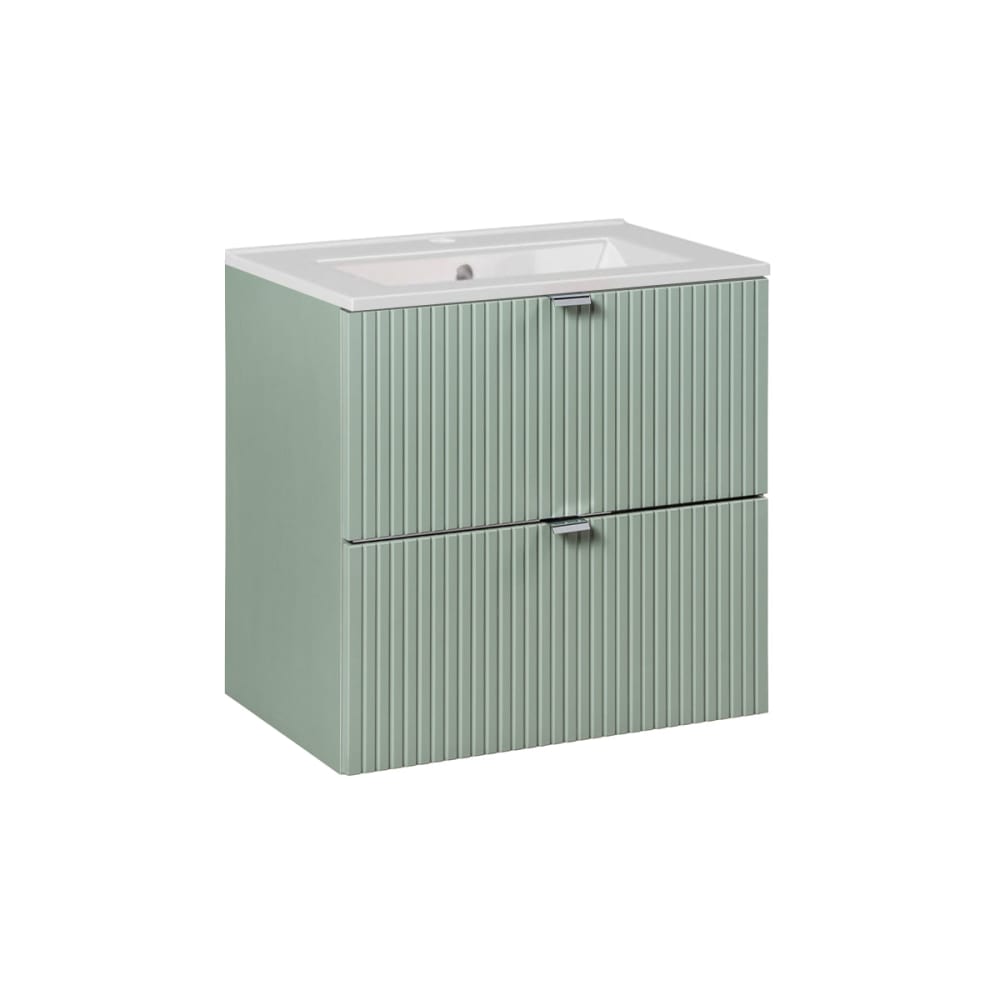 Petits meubles Meuble simple vasque encastrée 60cm panneaux mélaminé et mdf vert Vert Panneau De Particules - 60x57x40cm