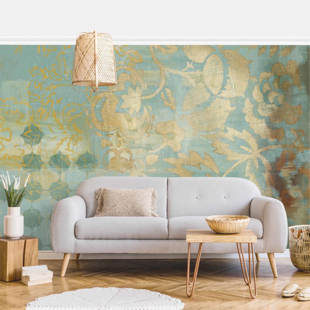 micasia Fototapete - Marokkanische Collage in Gold und Türkis II 432 x 290 cm Gold Öko-Tex Zertifikat Vlies