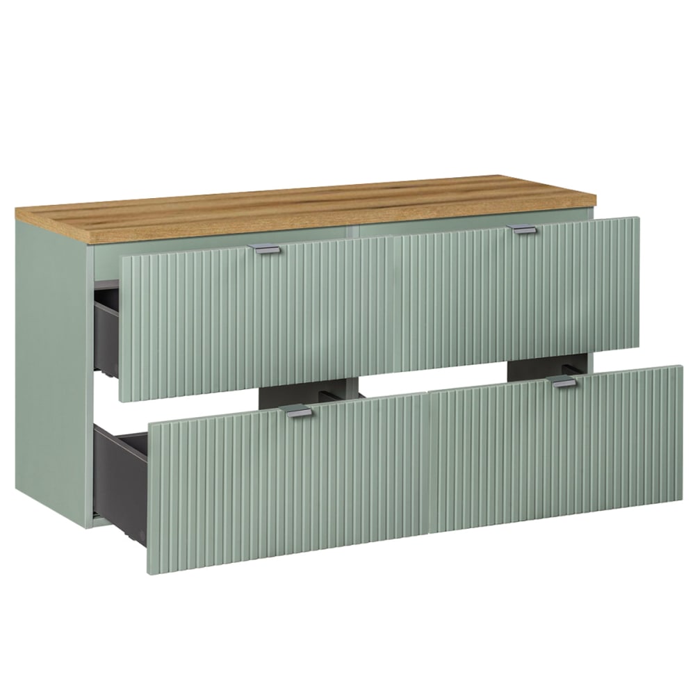 Waschtischunterschrank 120cm Melamin Grün und Holz - Maisons Du