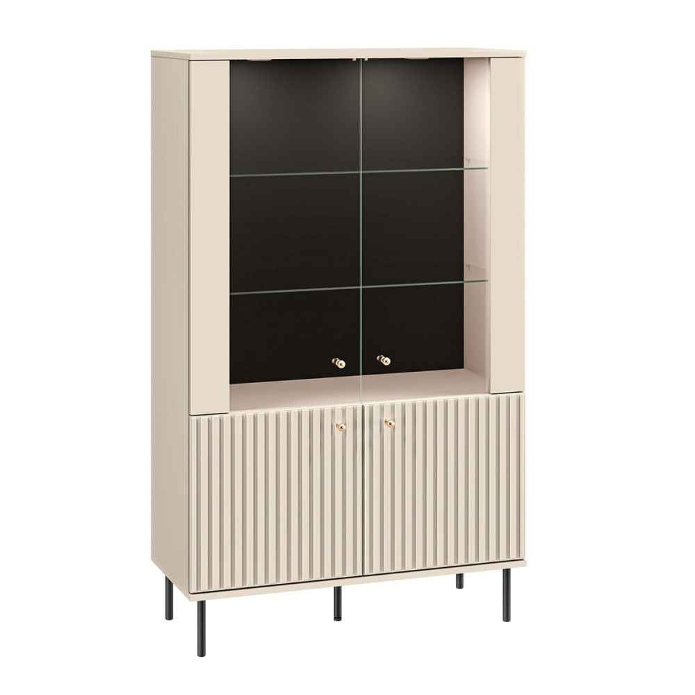 Vaisselier 4 portes led cachemire mélaminé beige