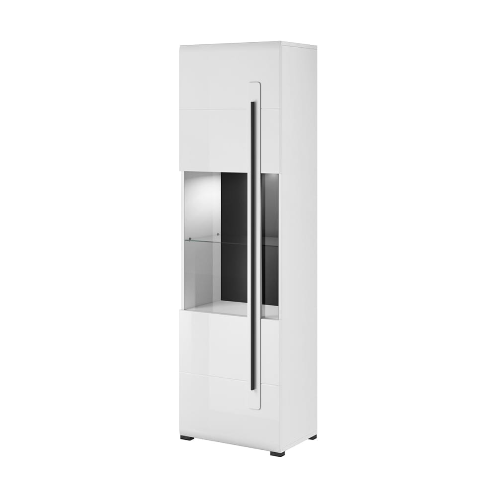 Petits meubles 1-türige Vitrine mit LED Blanc Laminierte Spanplatten Weiß Weiß Spanplatte