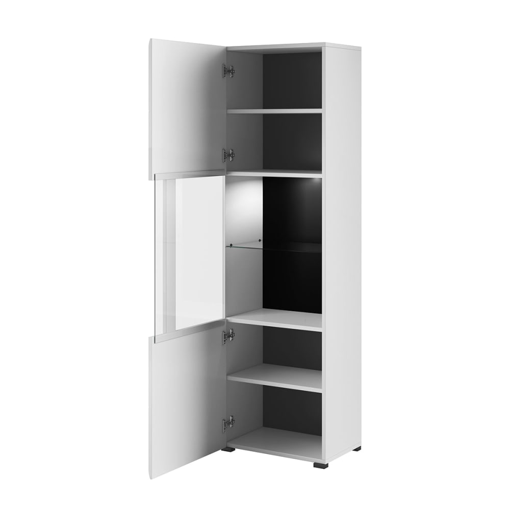 Vitrine 1 porte avec led panneaux agglomérés stratifiés blanc