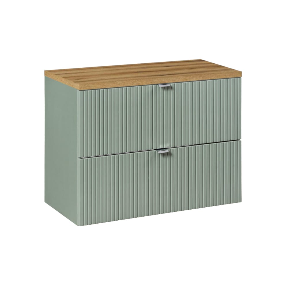 Meuble sous-vasque 80cm 2 tiroirs panneaux mélaminé et mdf vert Meuble sous-vasque 80cm 2 tiroirs panneaux mélaminé et mdf vert