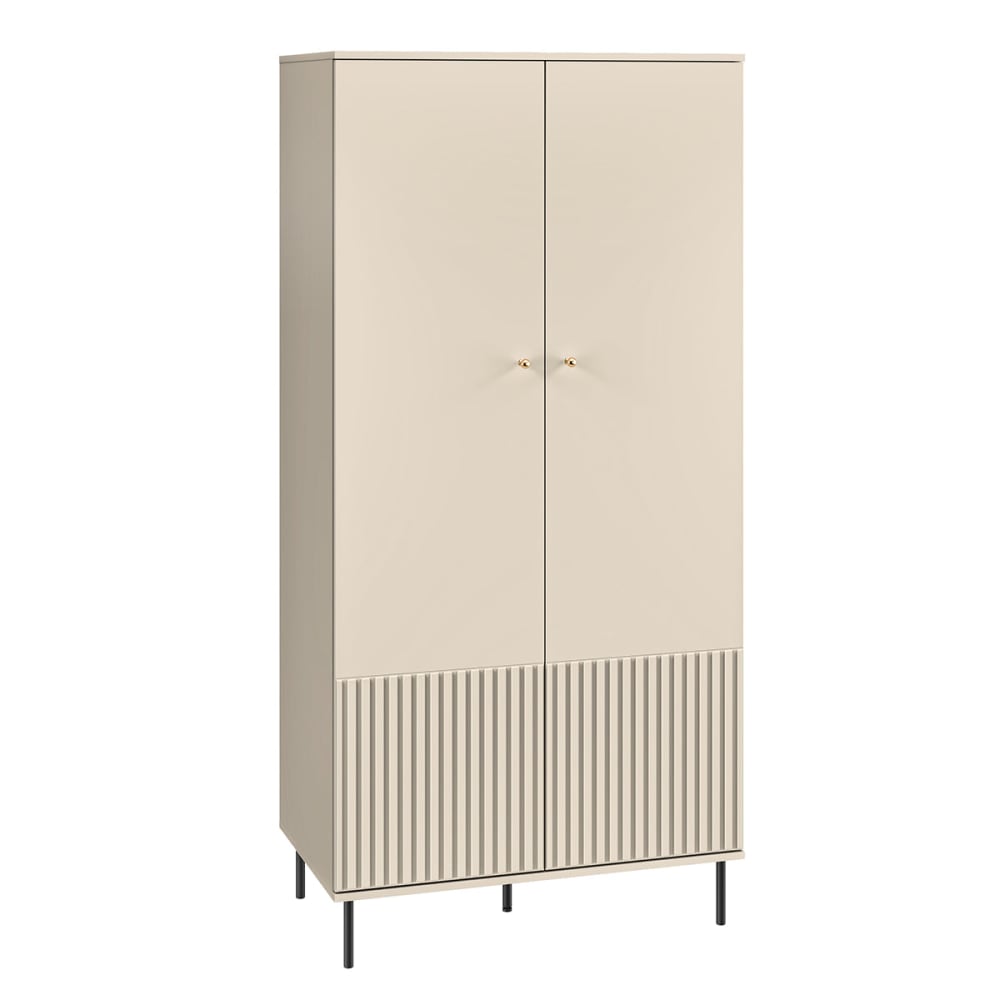 Petits meubles 2-türiger Kleiderschrank Kaschmir Melaminiert Beige Beige Spanplatte