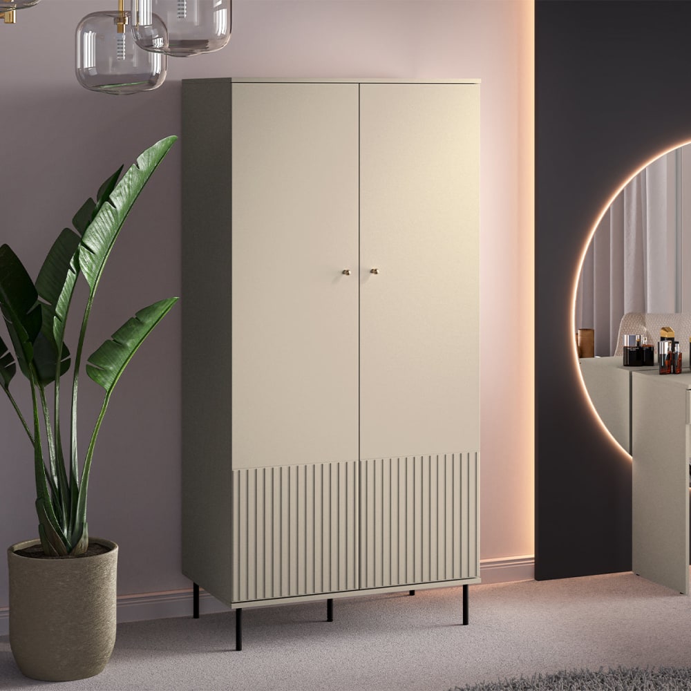 Armoire 2 portes cachemire mélaminé beige - Maisons du Monde