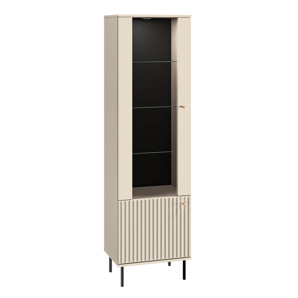 Vitrine 2 portes LED stratifiés beige