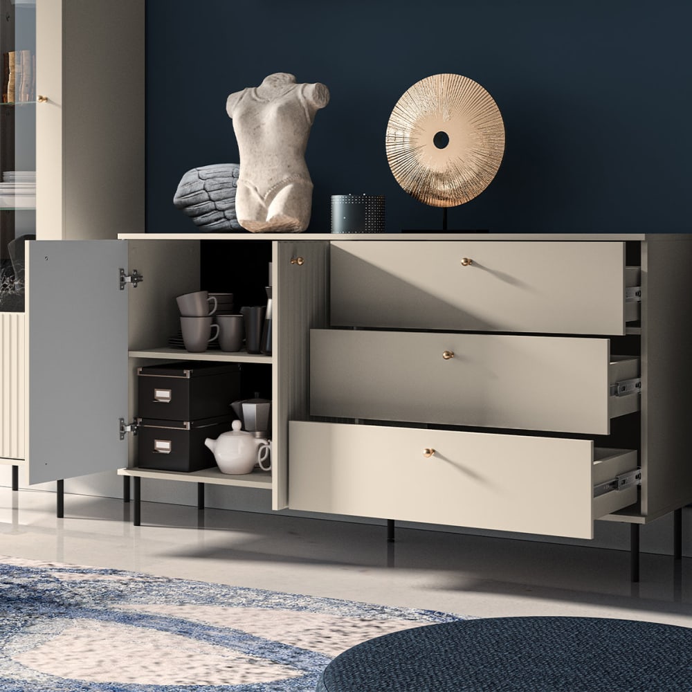 Buffet 2 portes 3 tiroirs cachemire mélaminé beige - Maisons du Monde