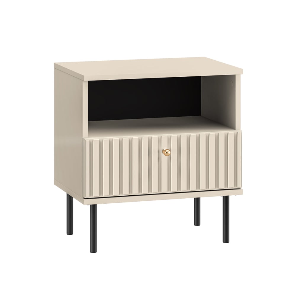 Petits meubles Nachttisch 1 Schublade Kaschmir Melaminiert Beige style modern Beige Spanplatte