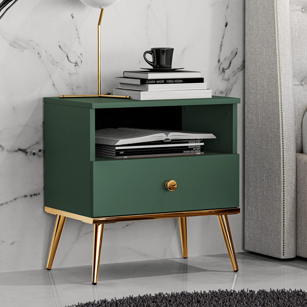 Nachttisch mit 1 Schublade Melaminiert Grün - Maisons Du Monde