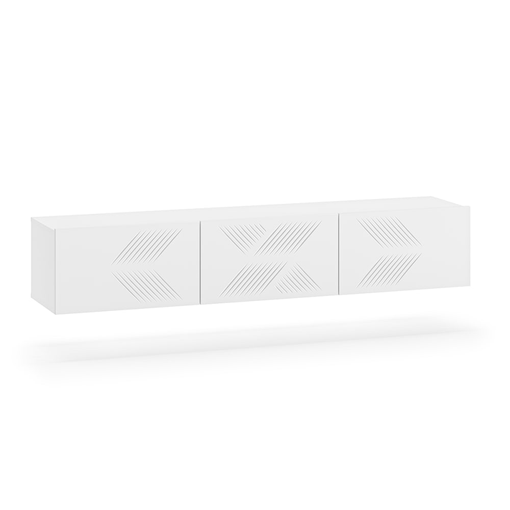 Meuble tv mural 3 portes 170 cm mélaminé blanc - Maisons du Monde