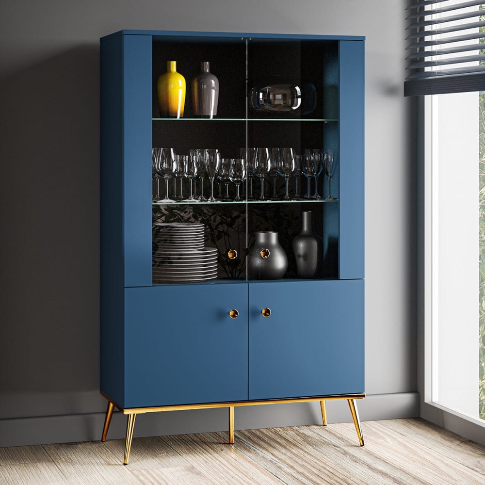 Geschirrschrank 4-türig Melaminiert Blau - Maisons Du Monde