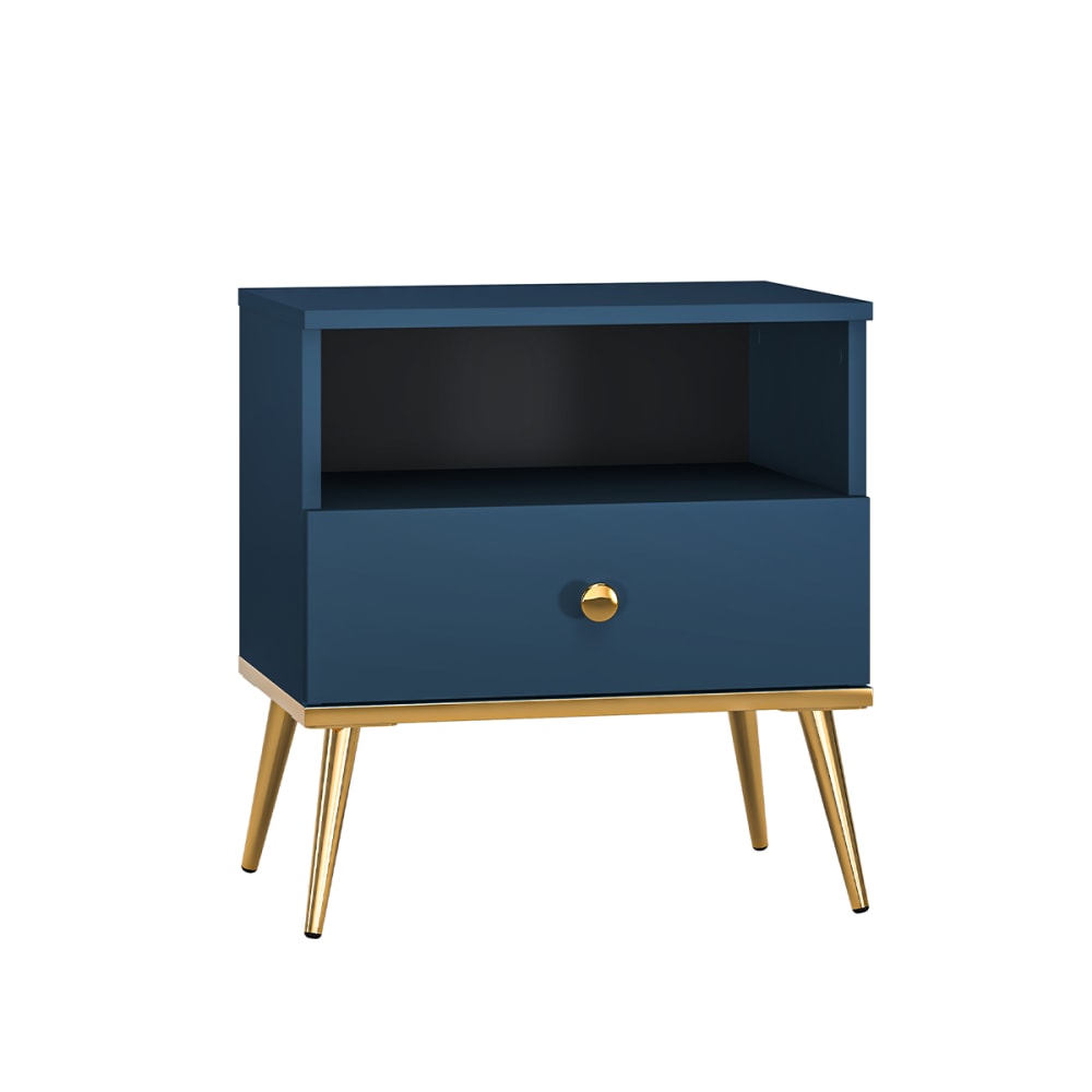 Chevet 1 tiroir stratifiés bleu