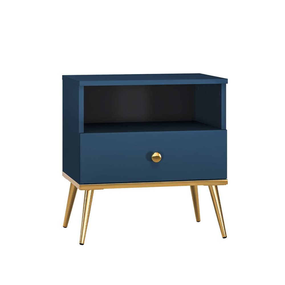 Petits meubles Nachttisch mit 1 Schublade Melaminiert Blau style modern Blau Spanplatte