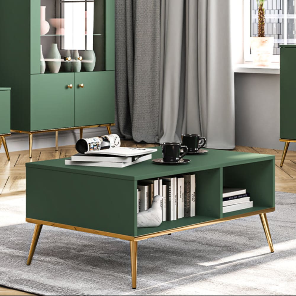 Petits meubles Table basse mélaminé vert Vert Panneau De Particules - 90x42x60cm