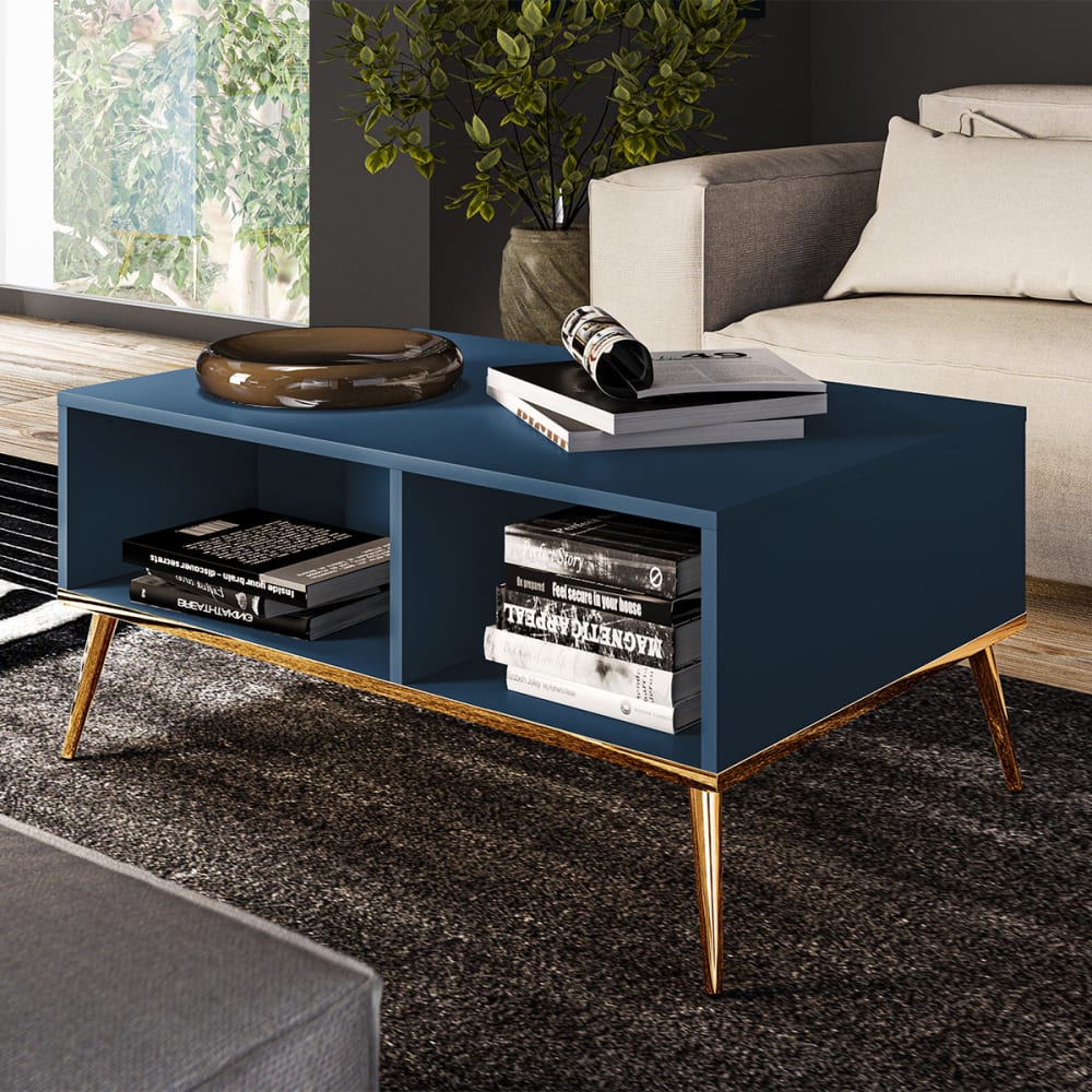 Petits meubles Table basse mélaminé bleu Bleu Panneau De Particules - 90x42x60cm