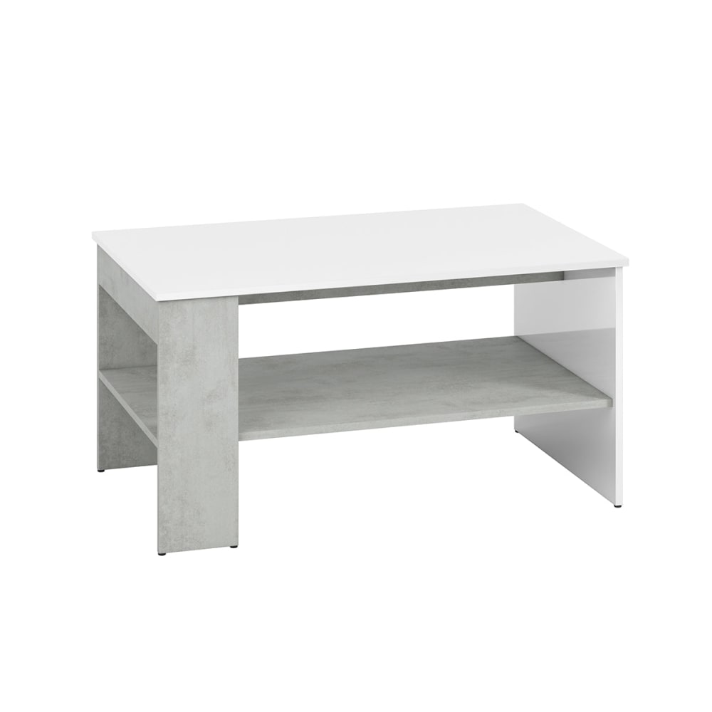 Petits meubles Table basse et effet béton mélaminé blanc Blanc Panneau De Particules - 100x52x60cm