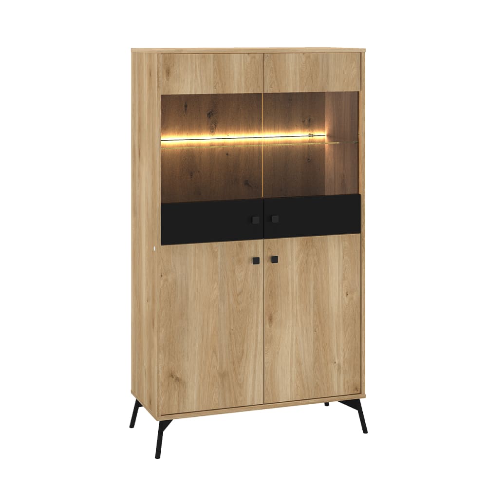 Vaisselier 4 portes LED stratifiés beige