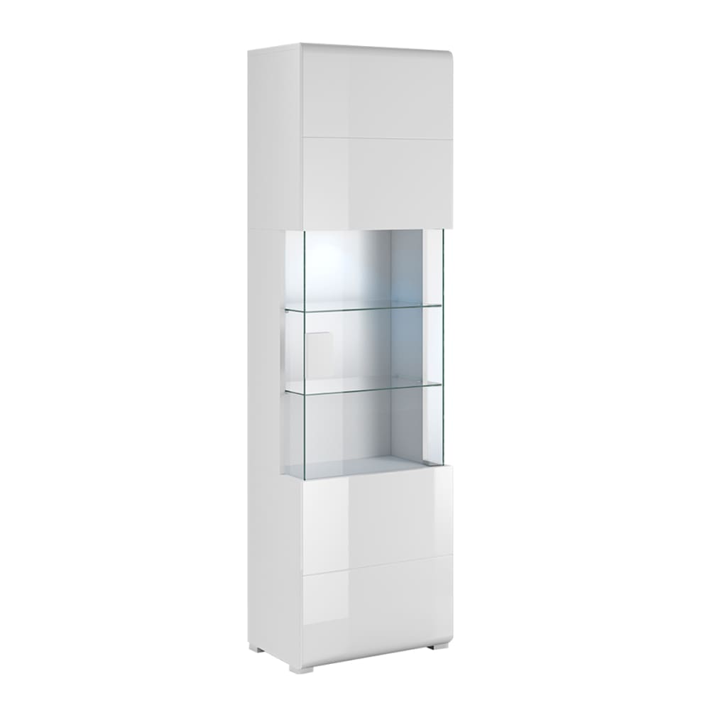 Vitrine 1 porte avec led panneaux agglomérés stratifiés blanc