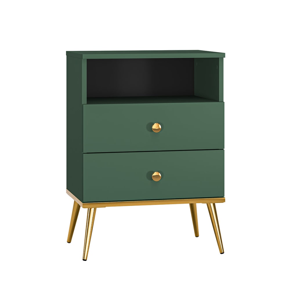 Petits meubles Nachttisch mit 2 Schubladen Melaminiert Grün style modern Grün Spanplatte