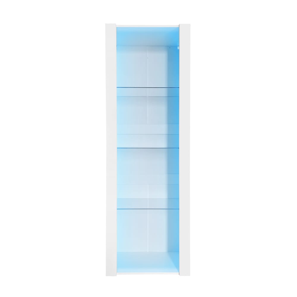Flieks Hochschrank mit LED-Beleuchtung, 3 Glasböden, 55 x 38 x 166 cm, weiß style modern - Spanplatte