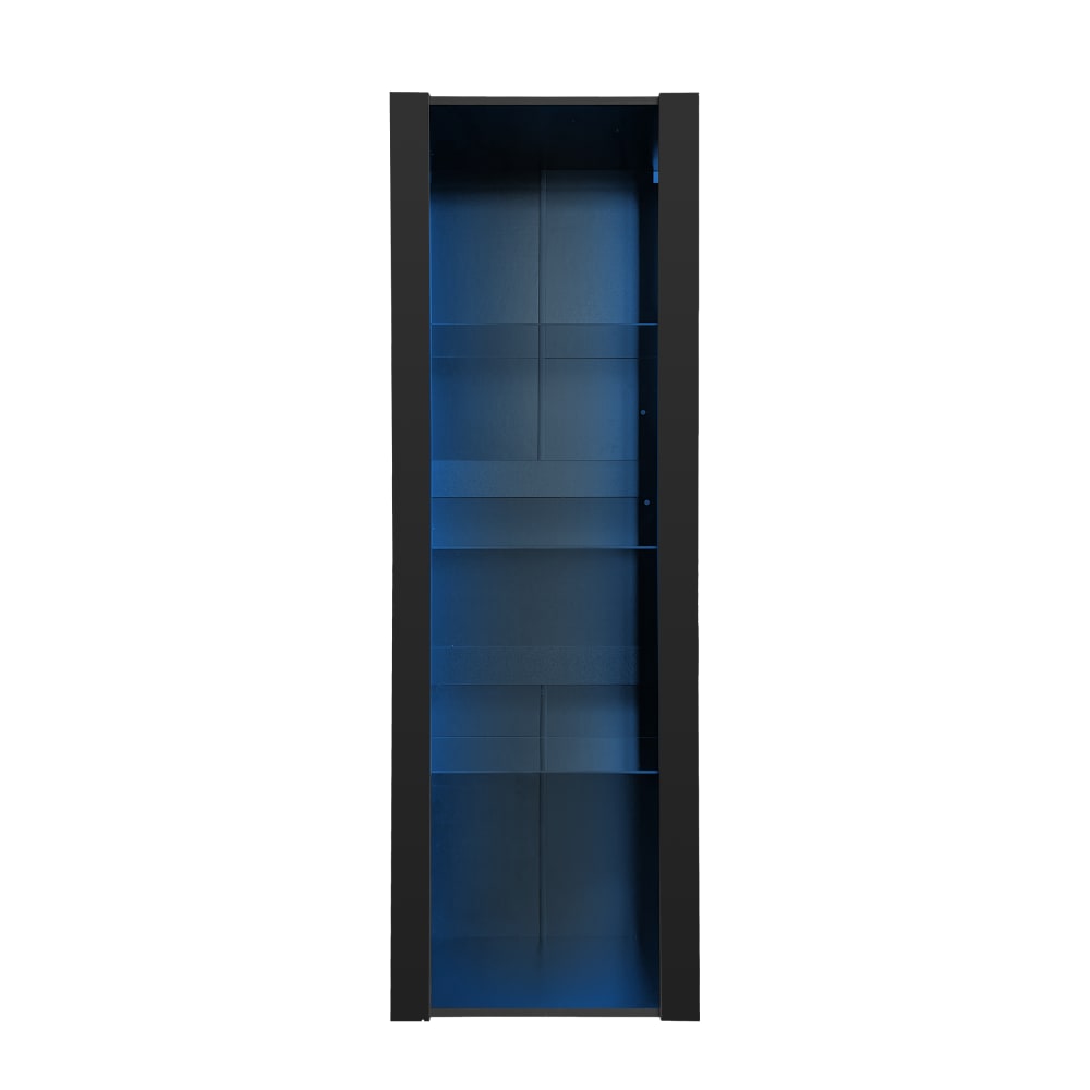 Flieks Hochschrank mit LED-Beleuchtung, 3 Glasböden, 55 x 38 x 166 cm,schwarz style modern - Spanplatte