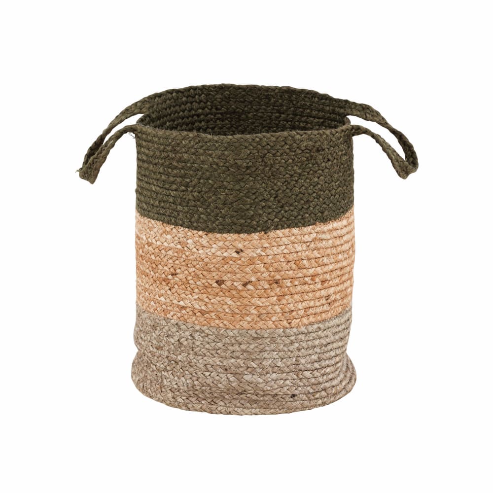 Mobili Rebecca Aufbewahrungskorb aus Jute in Beige Grün und Grau H 45 cm Mehrfarbig Naturfasern