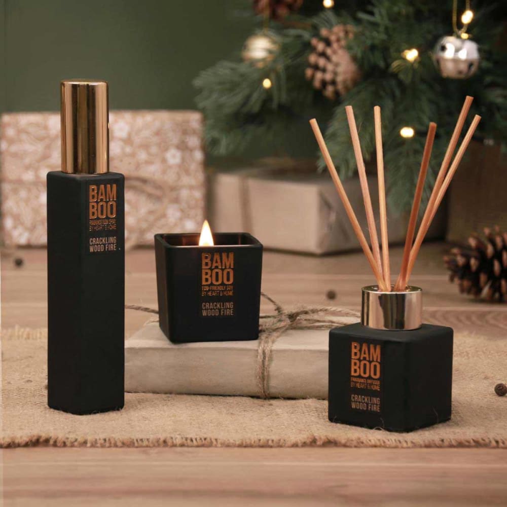 Coffret senteur en verre noir flambée et crépitements H19 - Maisons du Monde