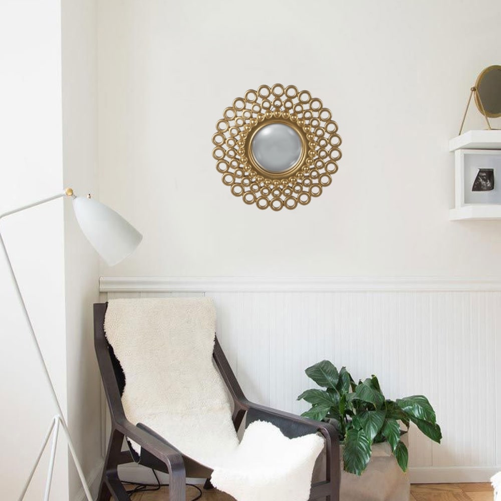 Miroir mural en résine dorée - Maisons du Monde